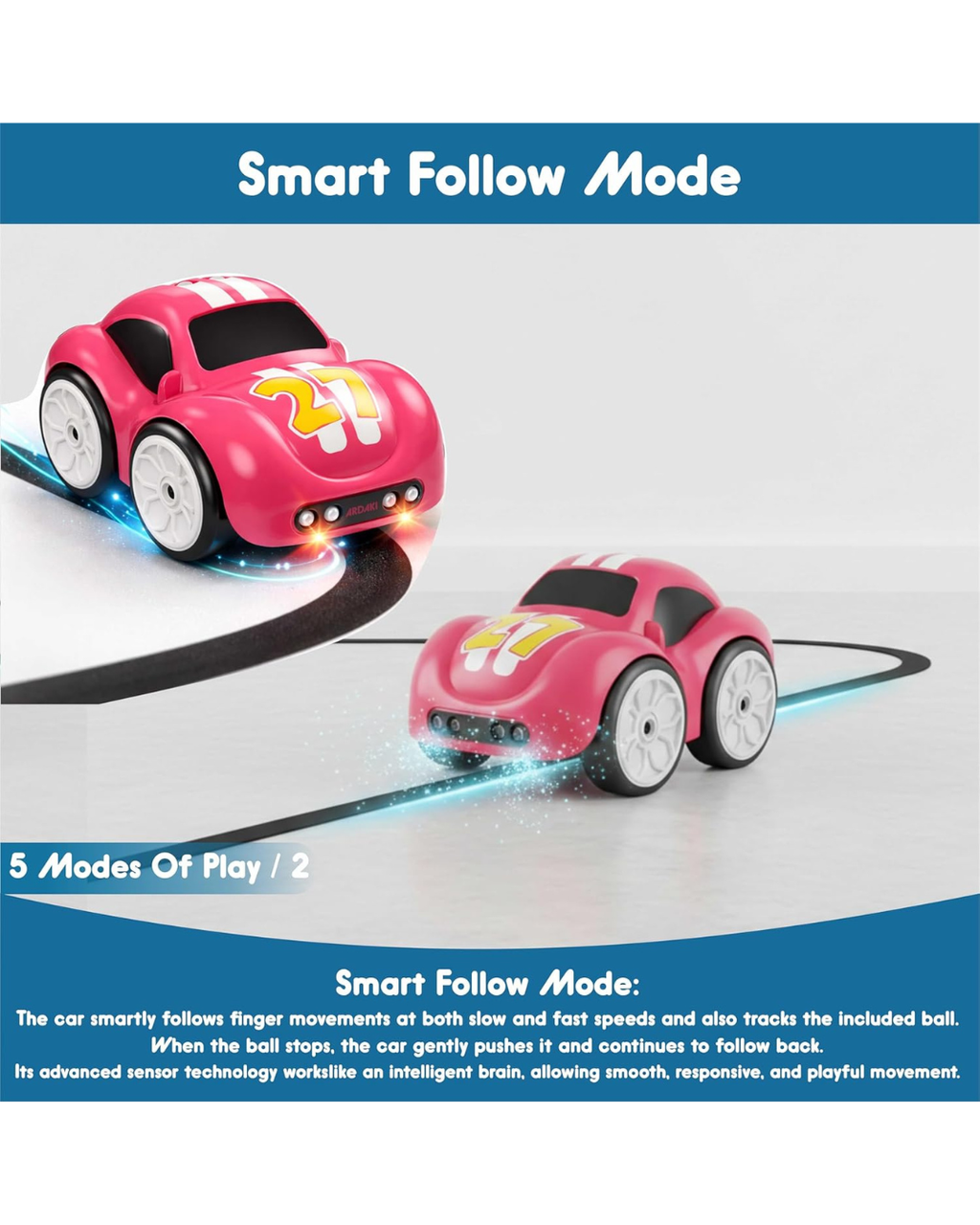 Mini Smart RC Car with 5 Interactive Modes | Induction, Follow Me & RC Control