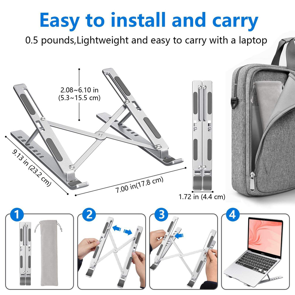 Premium Adjustable Laptop Stand – Foldable Aluminium Riser for Desk & Work From Home
