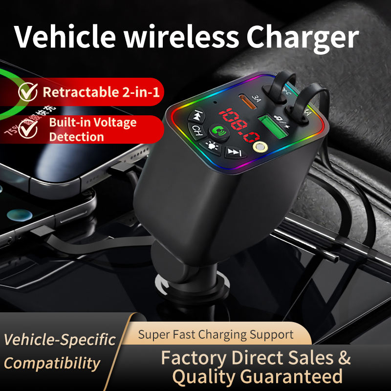 2-in-1 Retractable Car Charger with LED Roof Light – Fast Charging & Interior Light