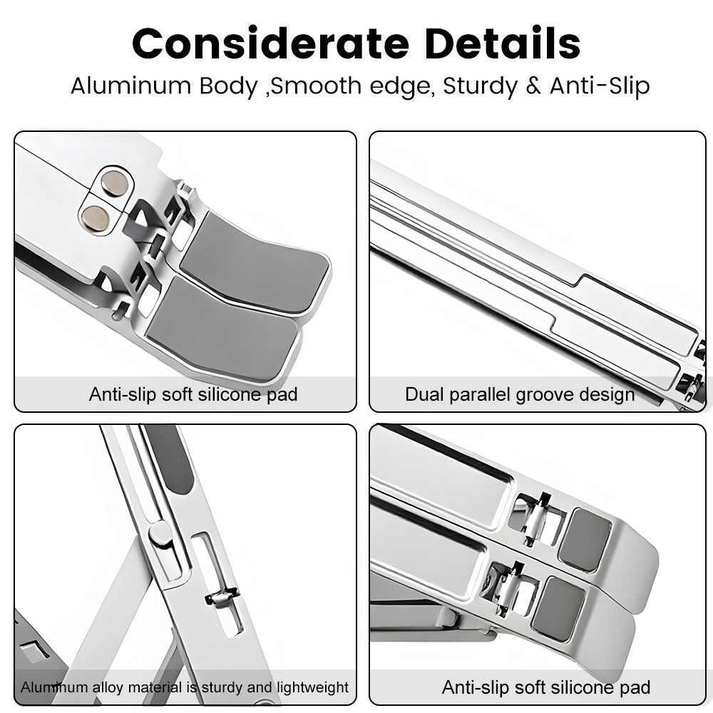Premium Adjustable Laptop Stand – Foldable Aluminium Riser for Desk & Work From Home