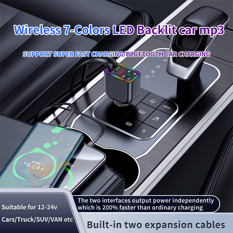 2-in-1 Retractable Car Charger with LED Roof Light – Fast Charging & Interior Light