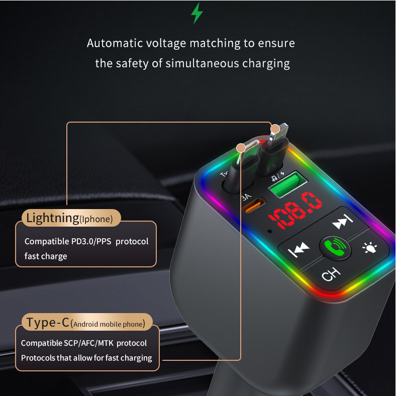 2-in-1 Retractable Car Charger with LED Roof Light – Fast Charging & Interior Light