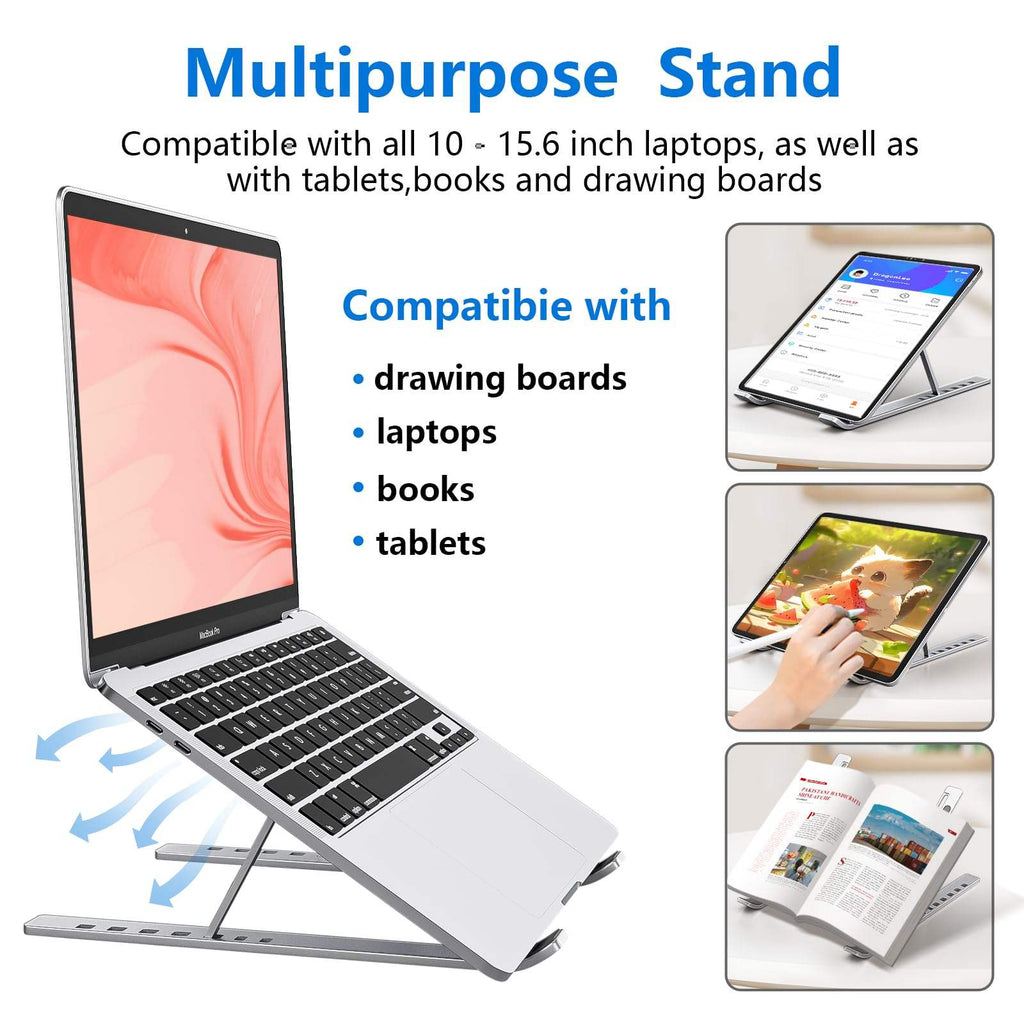 Premium Adjustable Laptop Stand – Foldable Aluminium Riser for Desk & Work From Home