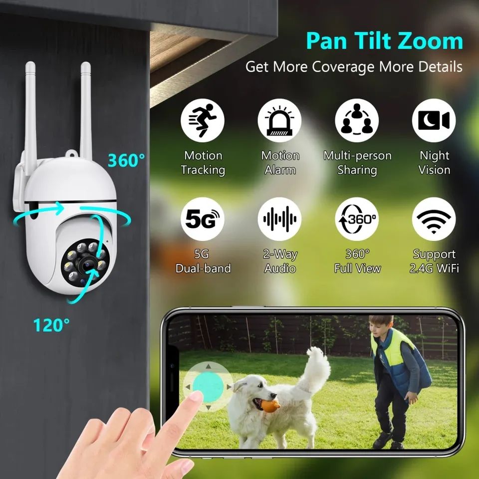 WiFi PTZ CCTV Camera with 4MP Video & Two-Way Audio
