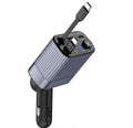 Retractable Car Charger with Lightning & Type-C Cable