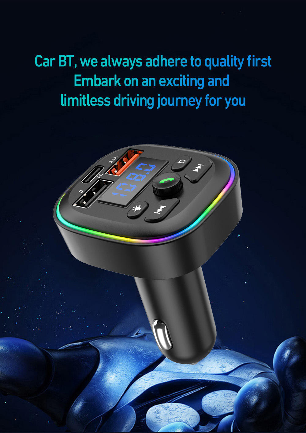 Bluetooth FM Transmitter Car MP3 Player with Hands-Free Calling