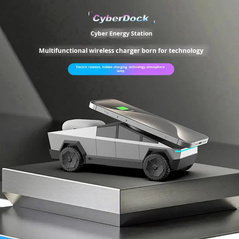 CyberTruck-Style 3-in-1 Wireless Charger | Phone, Watch & Earbuds Charging Station