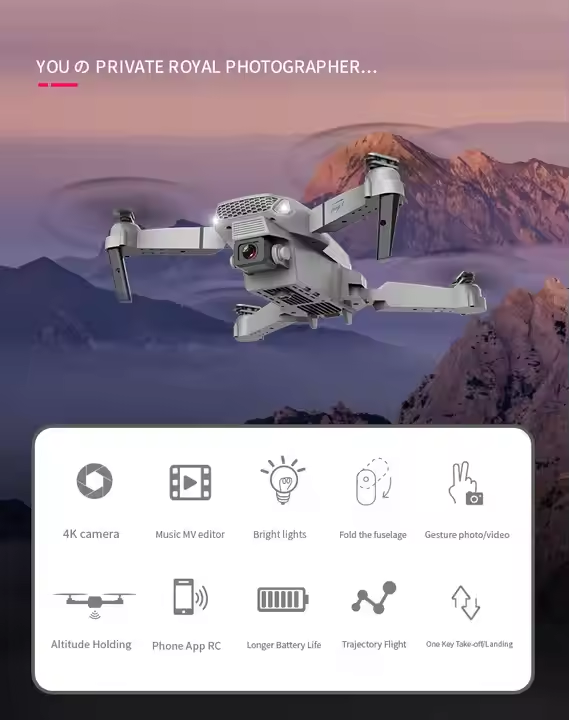 E88 Dual Camera Toy Drone – HD Aerial Shooting + Extended Flight Time