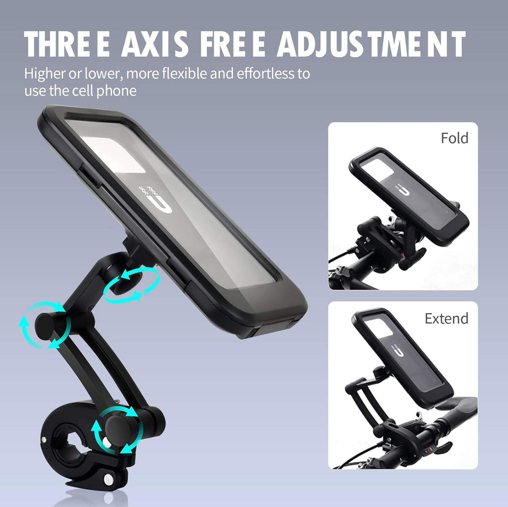 Waterproof Bike Phone Holder with Handlebar Mount | 360° Rotatable Motorcycle Mobile Holder for All Smartphones