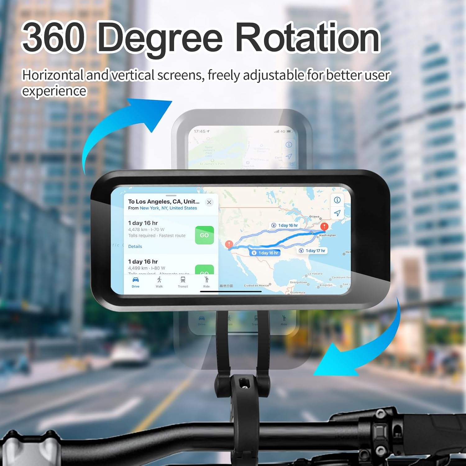 Waterproof Bike Phone Holder with Handlebar Mount | 360° Rotatable Motorcycle Mobile Holder for All Smartphones
