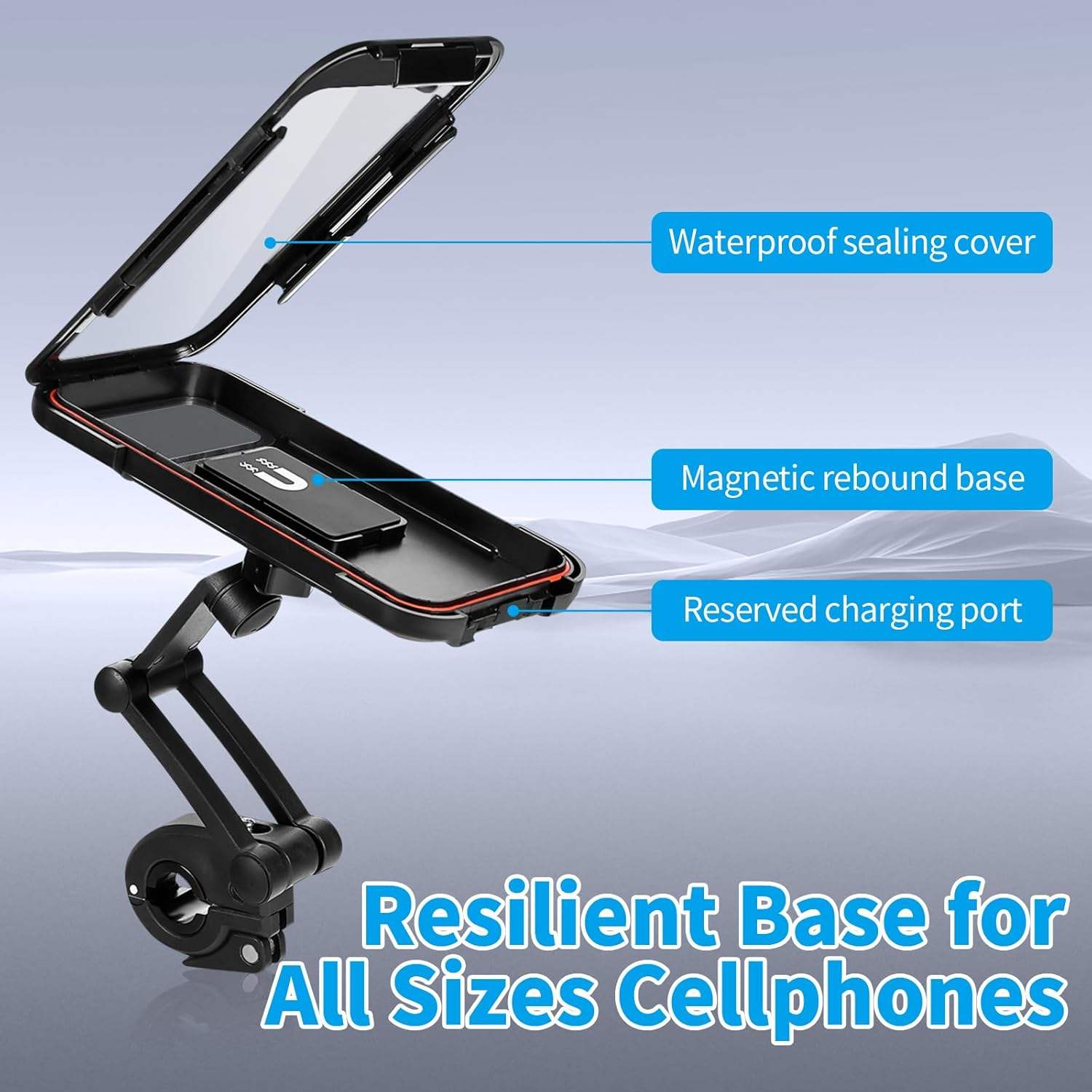Waterproof Bike Phone Holder with Handlebar Mount | 360° Rotatable Motorcycle Mobile Holder for All Smartphones
