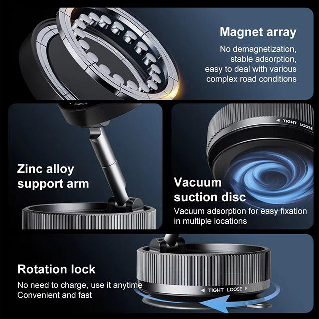 Vacuum Suction Magnetic Phone Holder | Foldable Universal Mobile Stand
