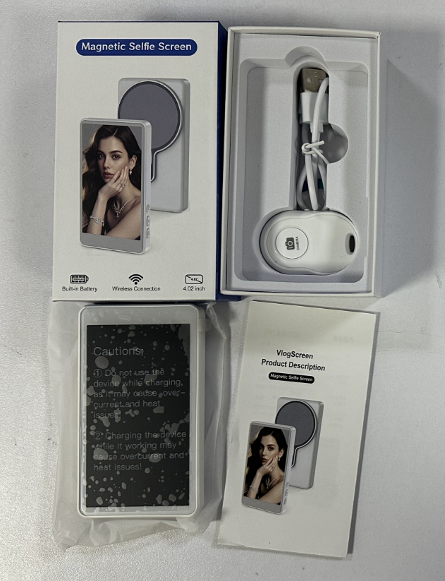 MagSafe Selfie Screen with Wireless Display for iPhone/Android Vlogging & Self Recording
