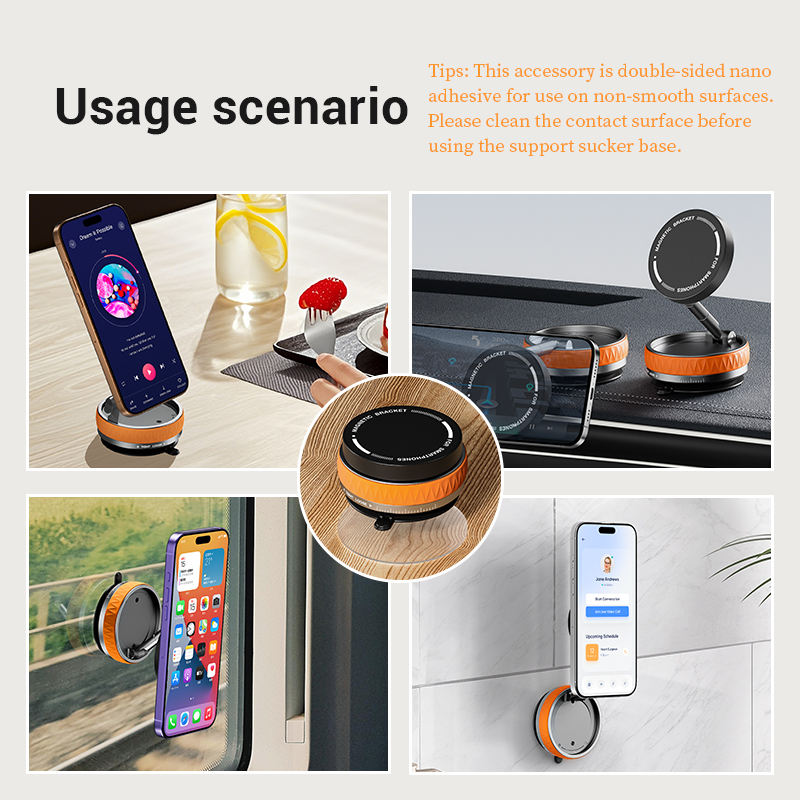 Vacuum Suction Magnetic Phone Holder | Foldable Universal Mobile Stand