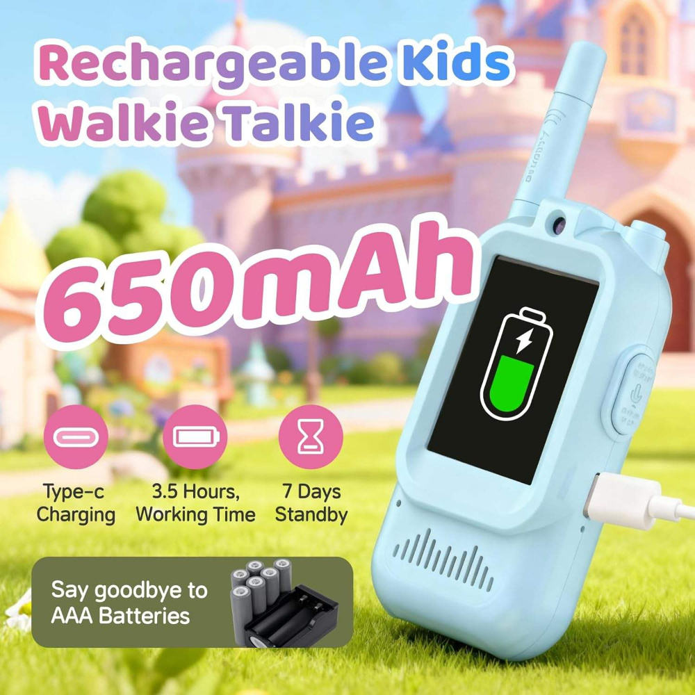 Video Calling Walkie Talkie for Kids with Voice Changer & Rechargeable Battery