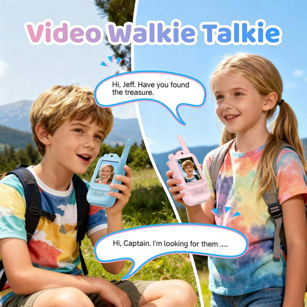 Video Calling Walkie Talkie for Kids with Voice Changer & Rechargeable Battery